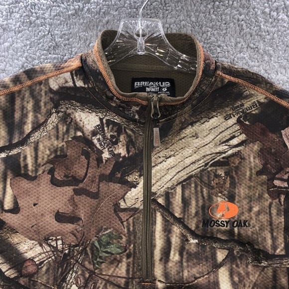 Mossy Oak Break-Up Infinity Mens Green Camo Outdoors Half Zip Jacket Shirt Large - Picture 2 of 16